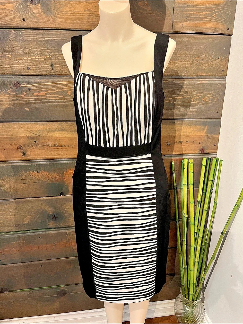 JAX Striped Mini Dress in Black & White Size 10 Like New